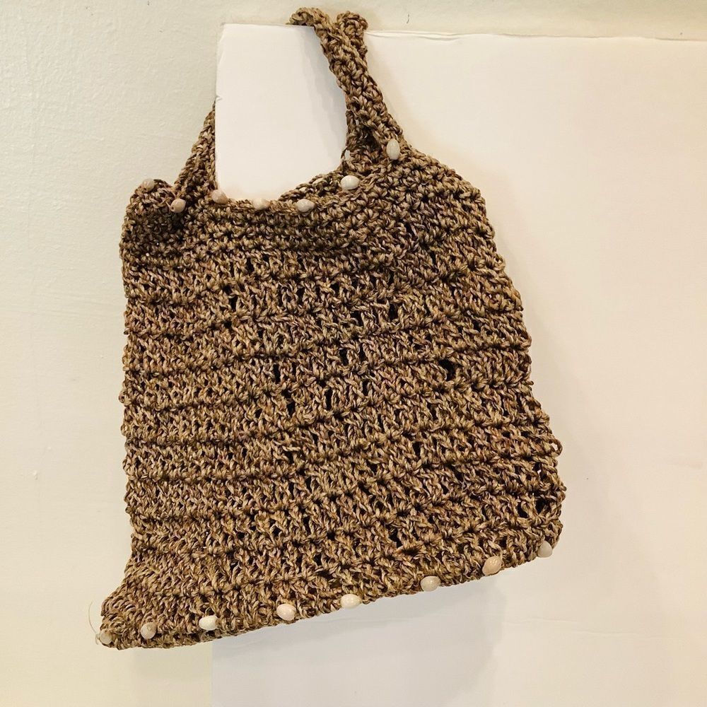 Macrame Purse Tote with Shell Detail - Picture 3 of 3
